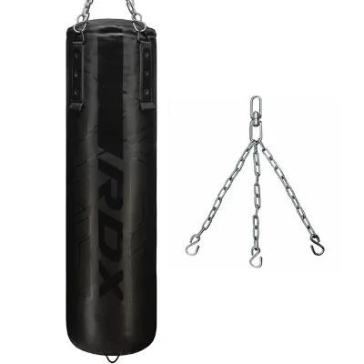 RDX Sports F6 Kara Boks Kum Torbasi Seti (Bos) + Boks Eldiveni ve Aski Zinciri